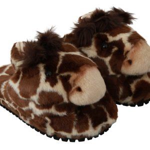 DOLCE & GABBANA  Brown Giraffe Slippers Flats Sandals Shoes